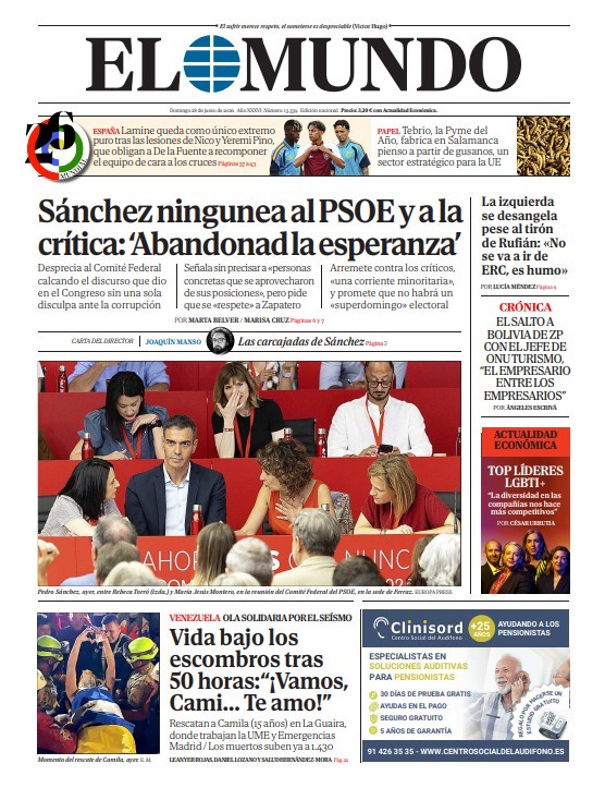 Portada de EL MUNDO del domingo 28 de junio de 2026
