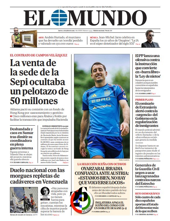 Portada de EL MUNDO del jueves 2 de julio de 2026