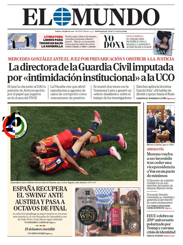 Portada de EL MUNDO del viernes 3 de julio de 2026