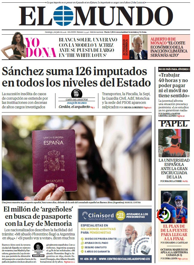 Portada de EL MUNDO del domingo 5 de julio de 2026