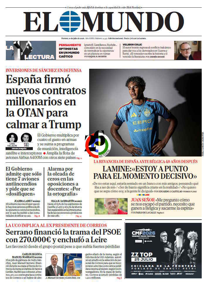 Portada de EL MUNDO del viernes 10 de julio de 2026