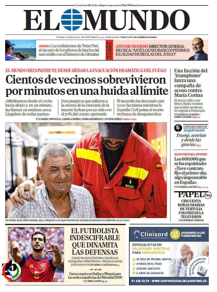 Portada de EL MUNDO del domingo 12 de julio de 2026