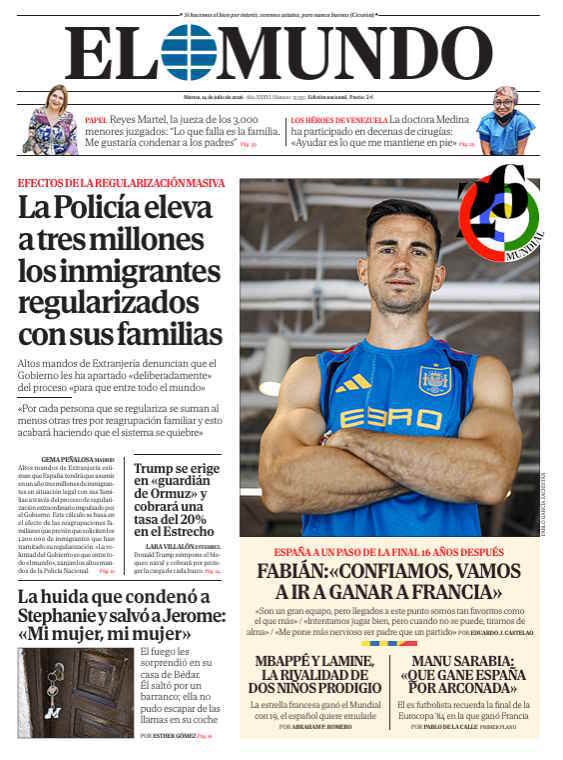 Portada de EL MUNDO del martes 14 de julio de 2026