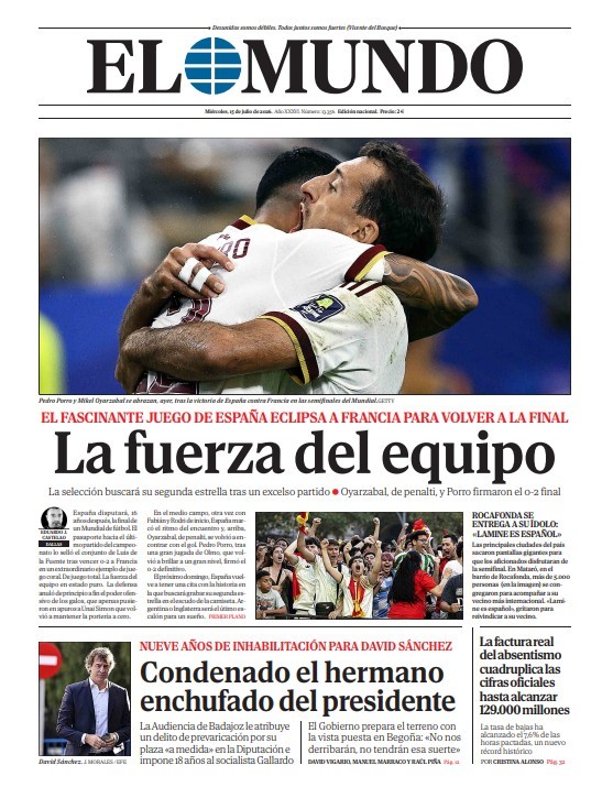 Portada de EL MUNDO del miércoles 15 de julio de 2026