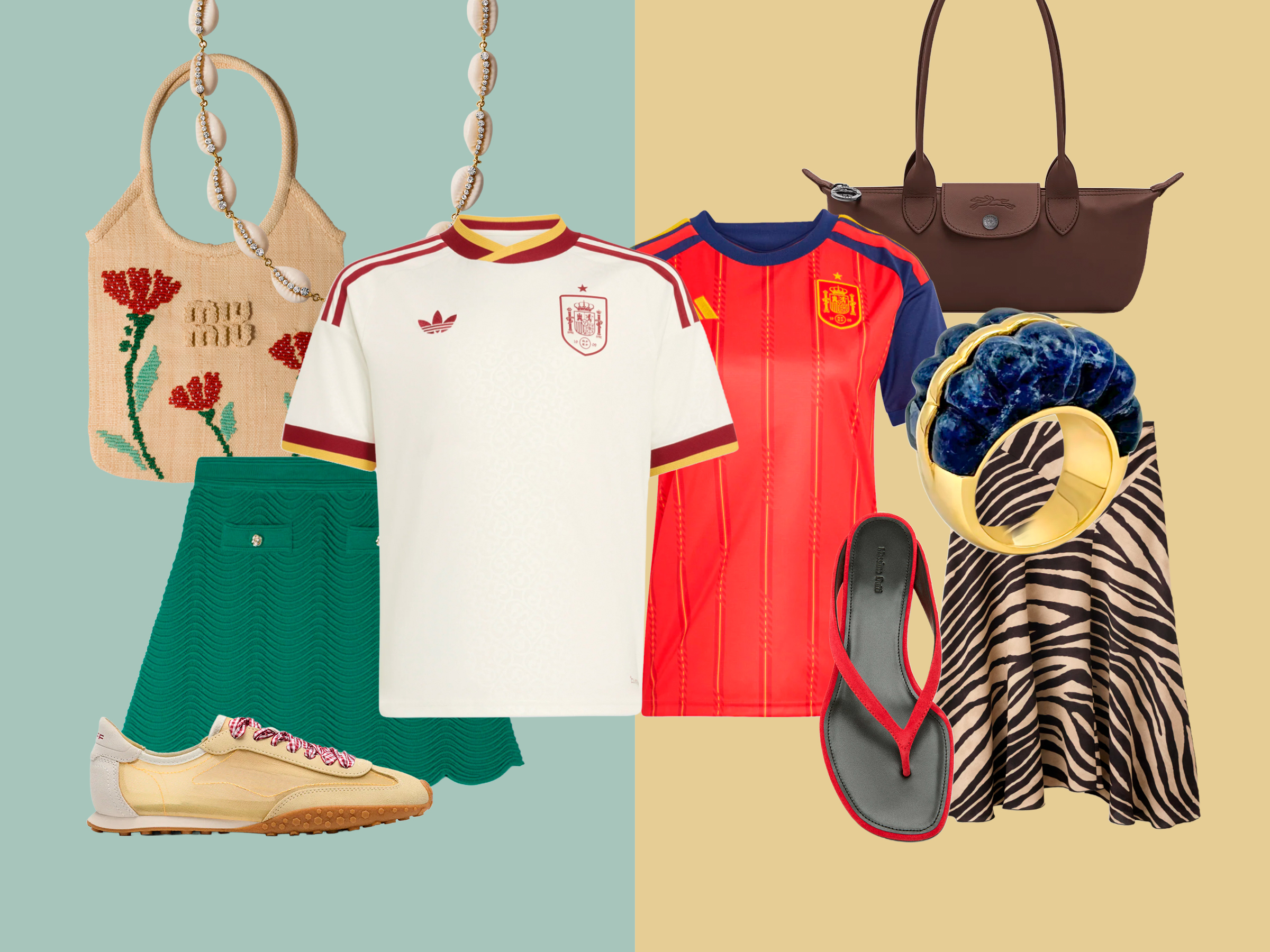 Con falda de animal print o con el pololo más buscado del verano: así enseña la pasarela a combinar la camiseta de la Selección Española