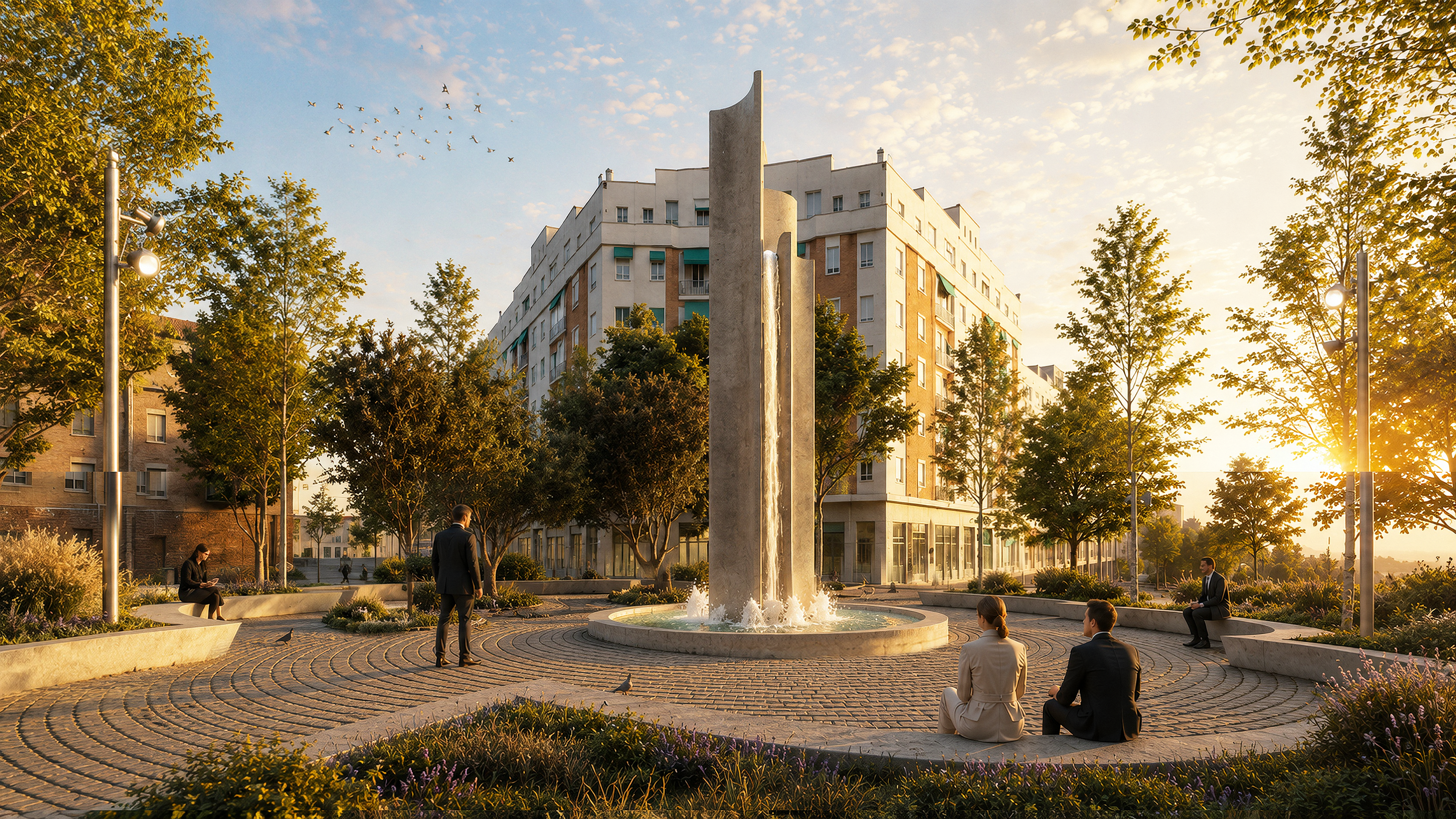 Una fuente dos metros más alta que la Cibeles o Neptuno como 'puerta grande' para el bosque flotante de Parque Ventas