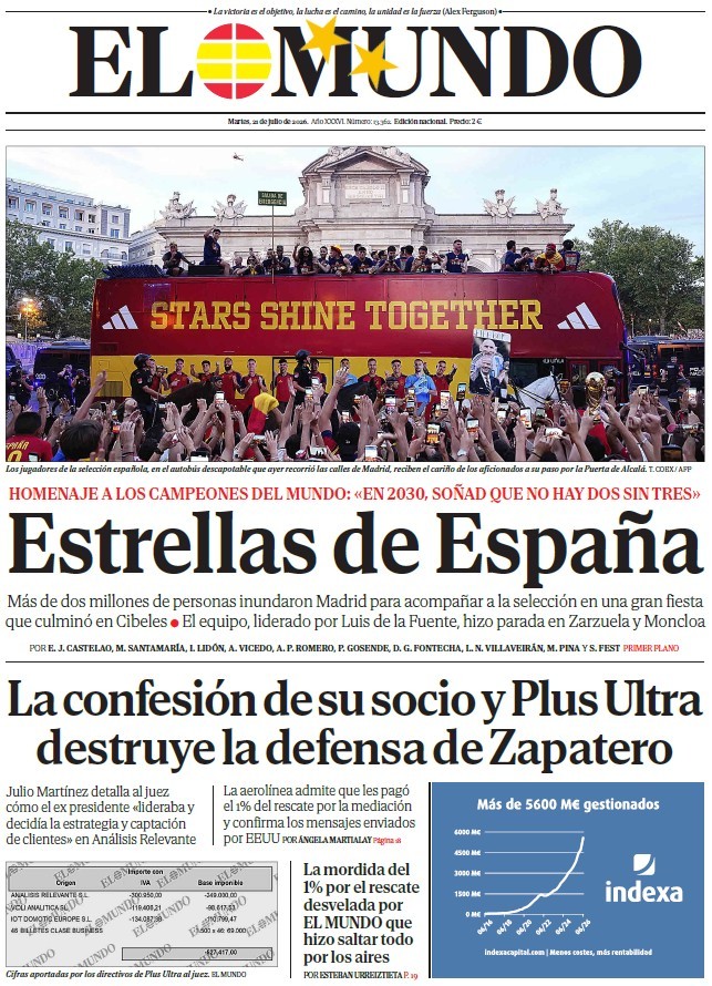 Portada de EL MUNDO del martes 21 de julio de 2026