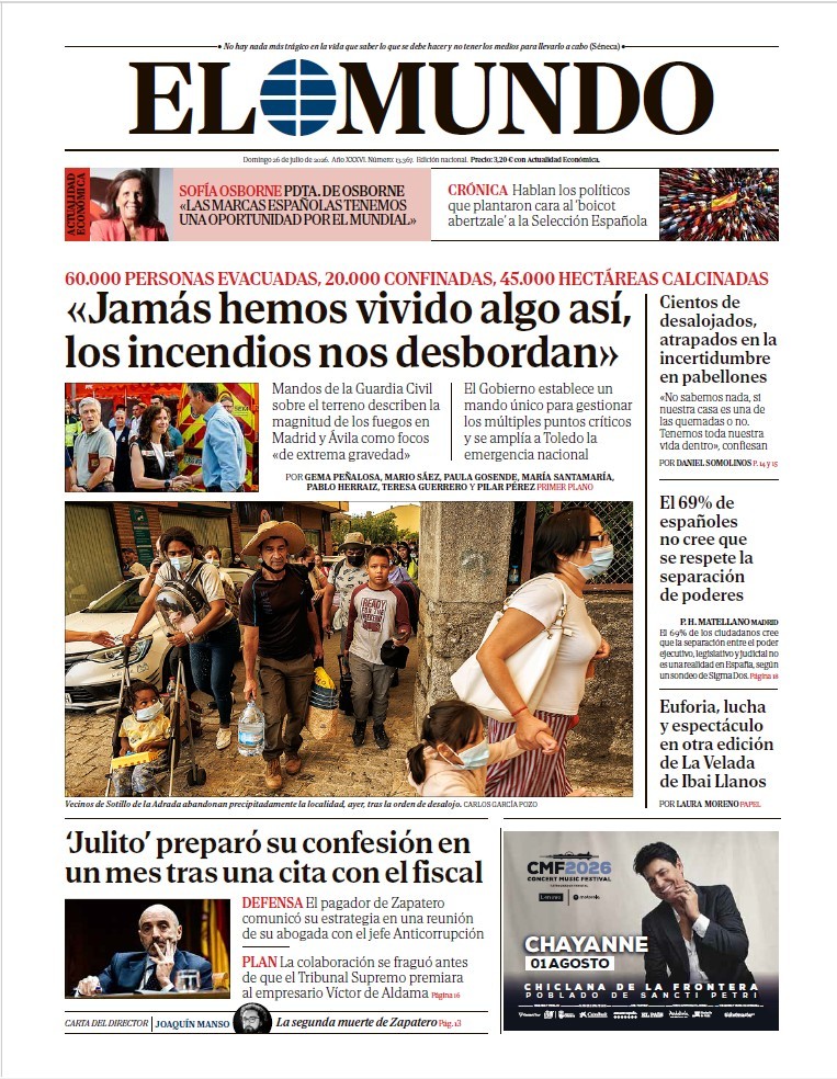 Portada de EL MUNDO del domingo 26 de julio de 2026