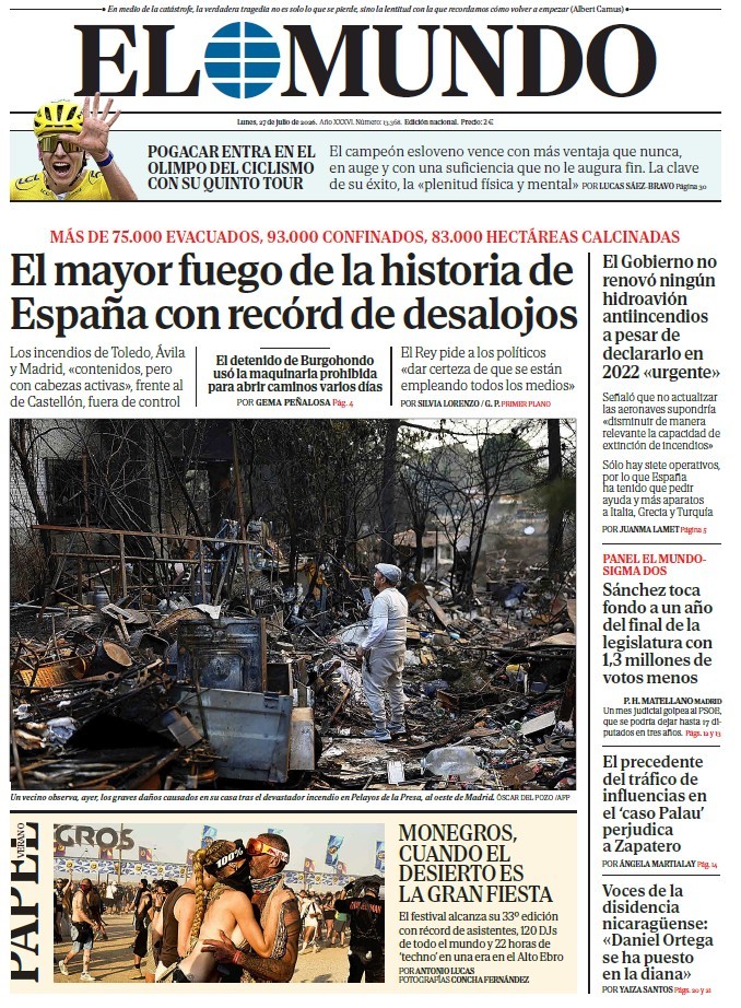 Portada de EL MUNDO del lunes 27 de julio de 2026