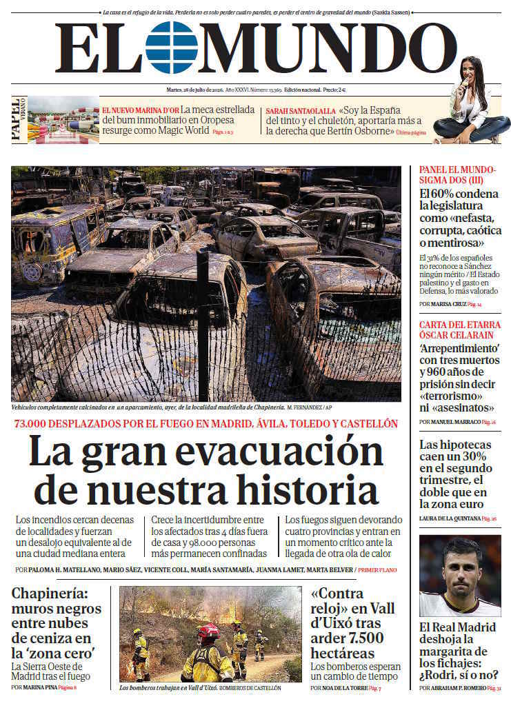 Portada de EL MUNDO del martes 28 de julio de 2026