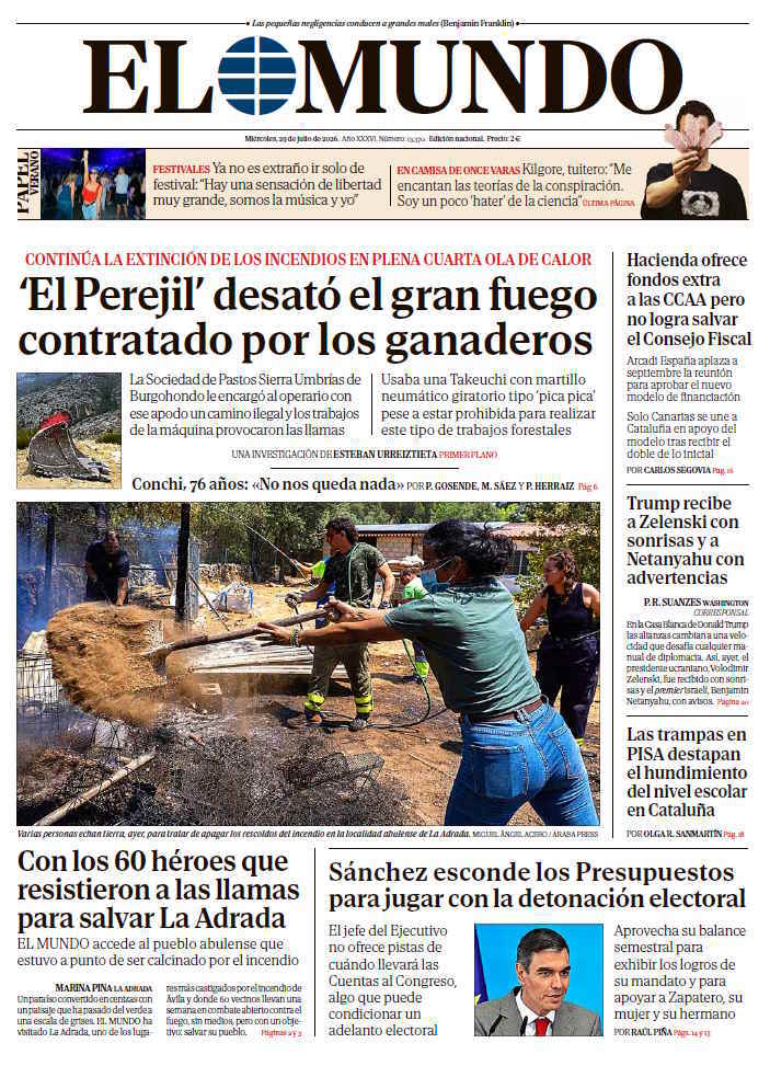 Portada de EL MUNDO del miércoles 29 de julio de 2026