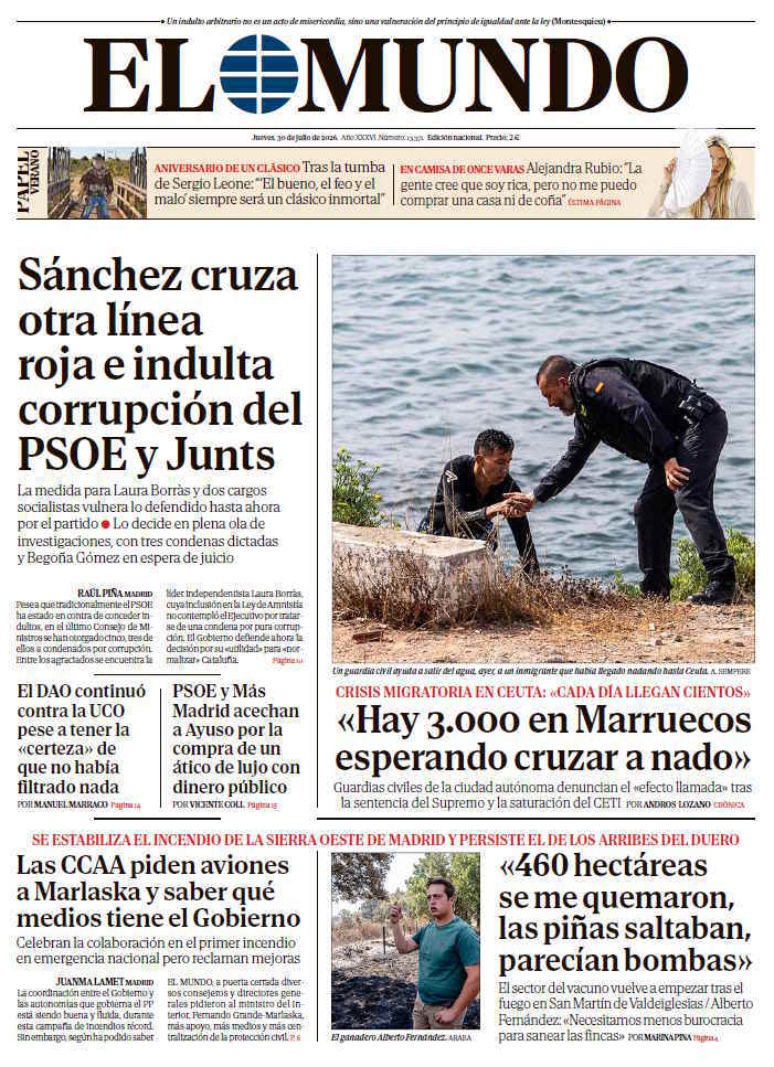 Portada de EL MUNDO del jueves 30 de julio de 2026