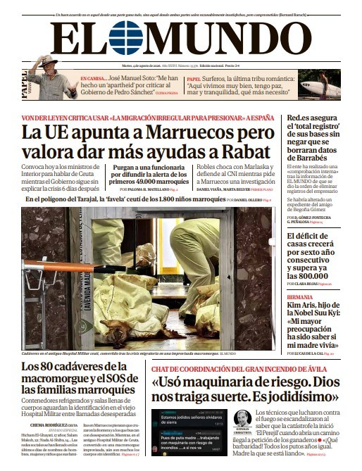 Portada de EL MUNDO del martes 4 de agosto de 2026