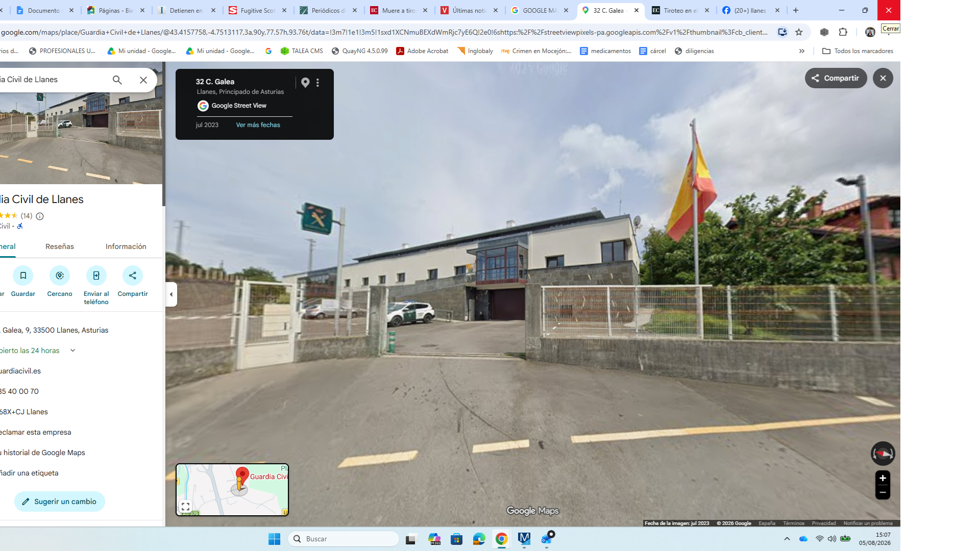 Una guardia civil muere tiroteada por su ex pareja en el cuartel de Llanes (Asturias)