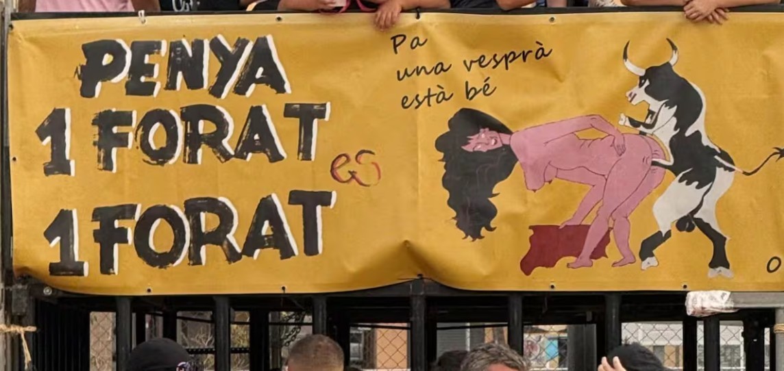 La Generalitat denuncia el cartel de una peña de Sagunto con un toro "sometiendo sexualmente a una mujer desnuda"