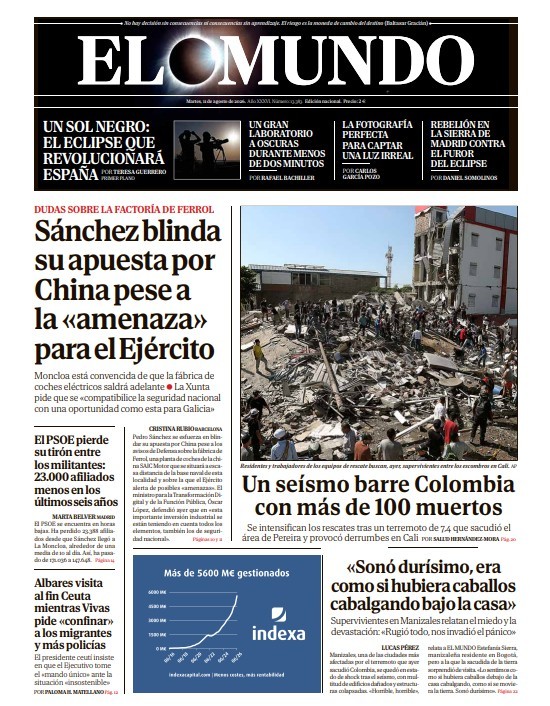 Portada de EL MUNDO del martes 11 de agosto de 2026