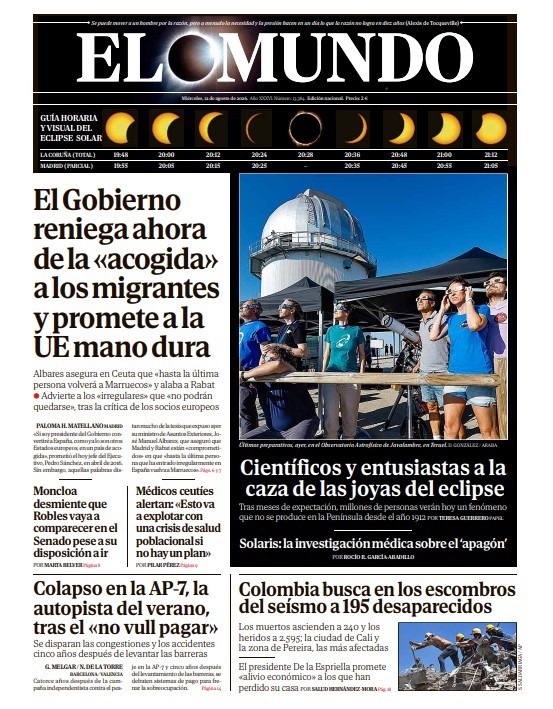 Portada de EL MUNDO del miércoles 12 de agosto de 2026