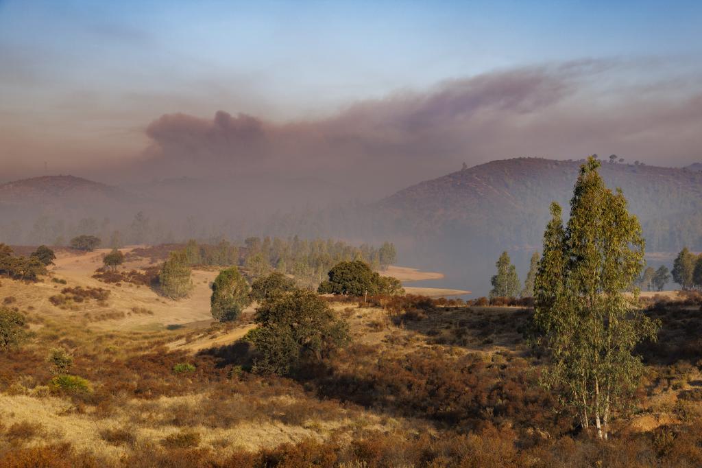 El incendio de Niebla, que afecta ya a 28.000 hectáreas, avanza por el este y entra en la Pata del Caballo, de complicada orografía y densa masa forestal