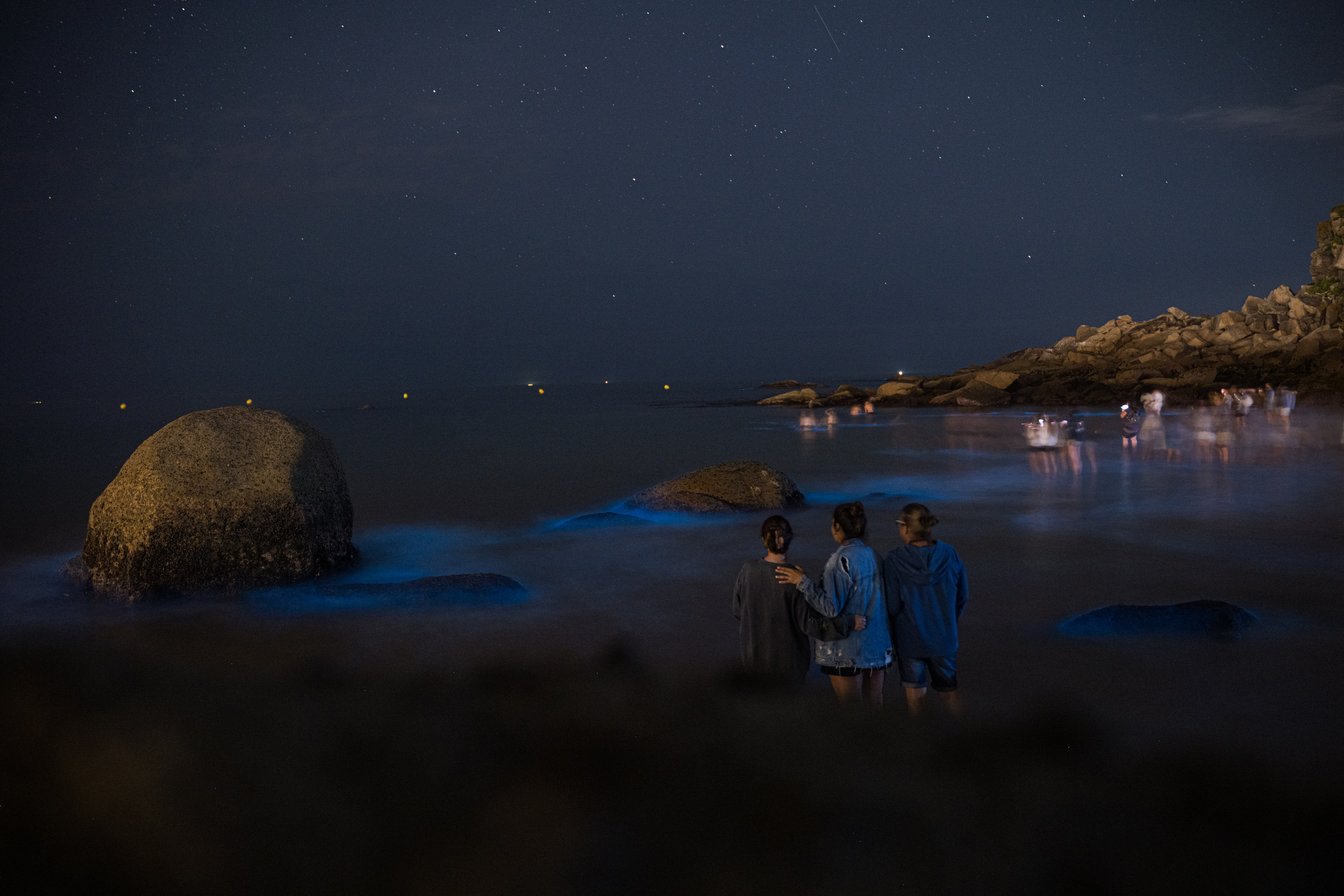 El fenómeno bioluminiscente del Mar de Ardora reaparece en la costa de Marín