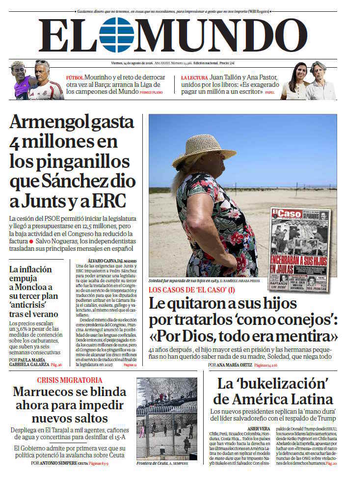 Portada de EL MUNDO del sábado 22 de agosto de 2026