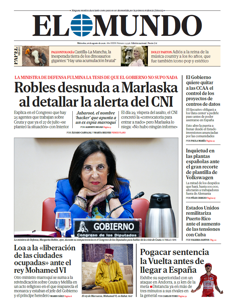 Portada de EL MUNDO del miércoles 26 de agosto de 2026