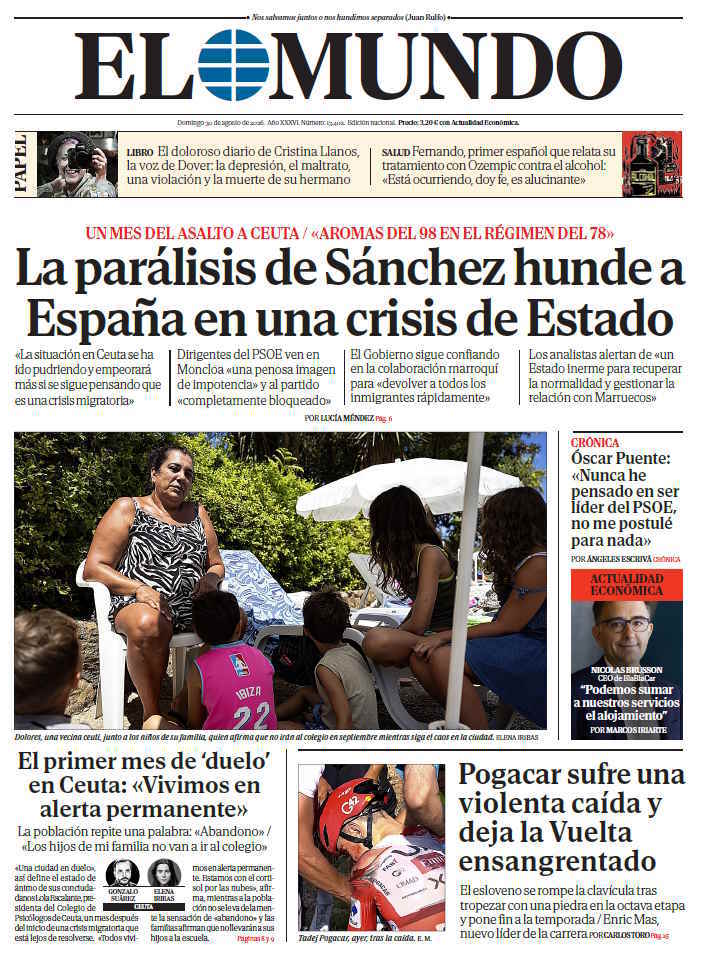 Portada de EL MUNDO del domingo 30 de agosto de 2026