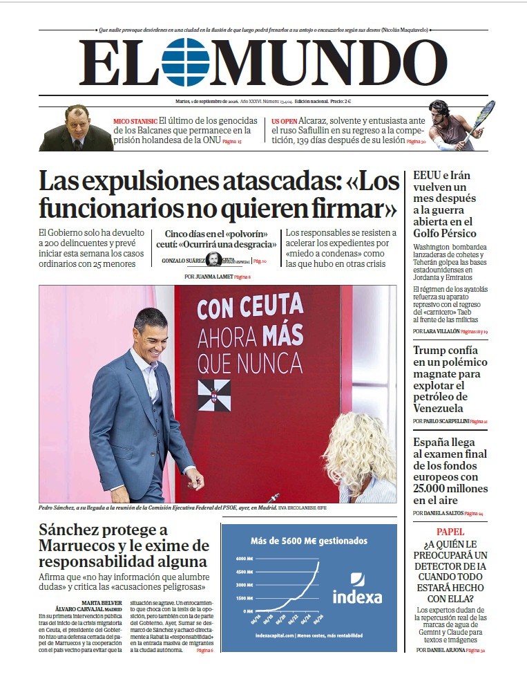 Portada de EL MUNDO del martes 1 de septiembre de 2026