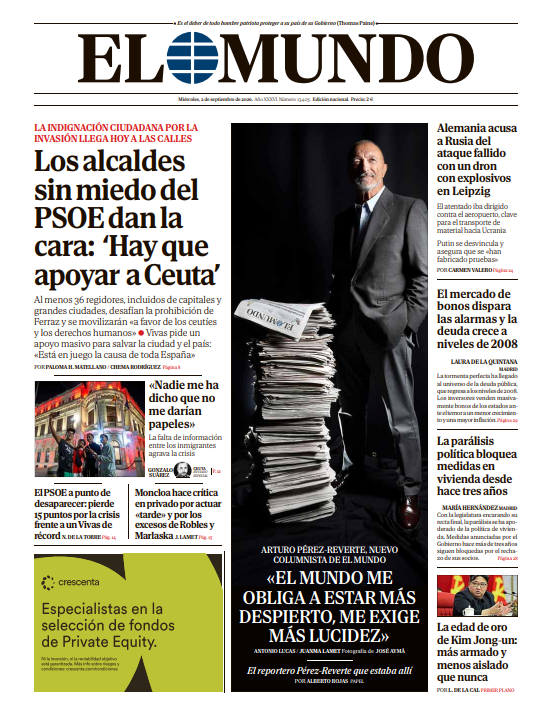 Portada de EL MUNDO del miércoles 2 de septiembre de 2026