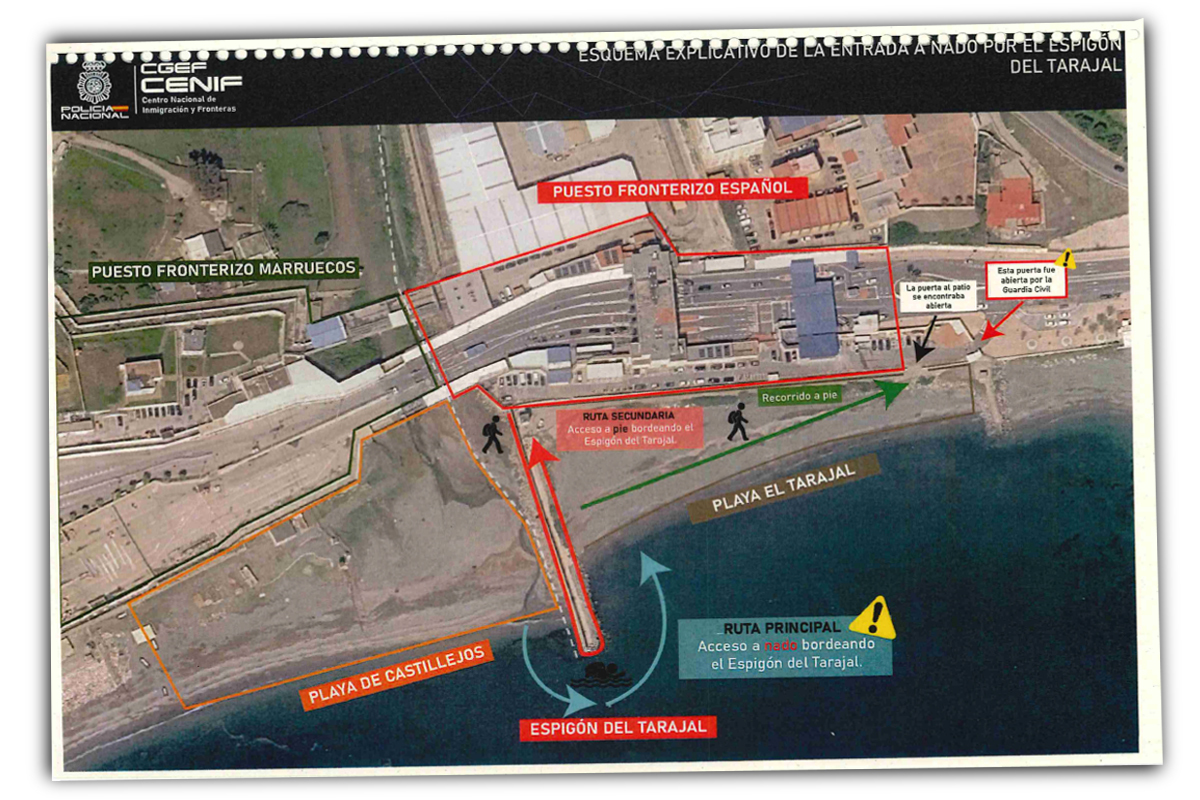 Los textuales del informe policial sobre la invasión de Ceuta: "planificación previa", "guiado activo de las Fuerzas marroquíes" y operativa "fuera del alcance" de las mafias
