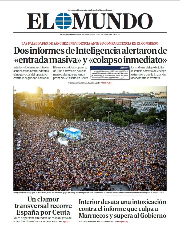 Portada de EL MUNDO del jueves 3 de septiembre de 2026