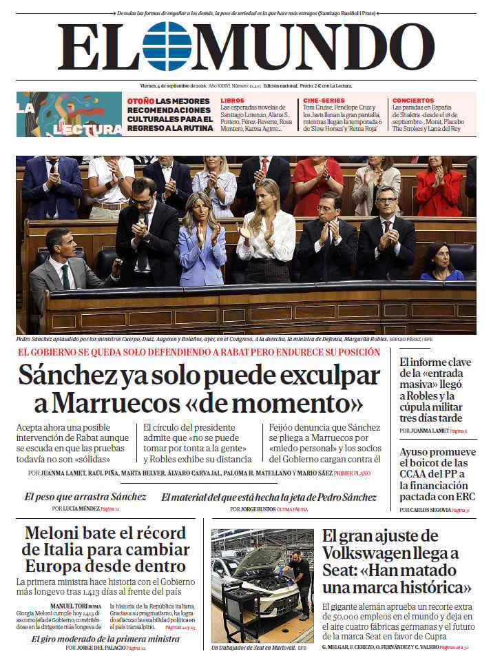 Portada de EL MUNDO del viernes 4 de septiembre de 2026