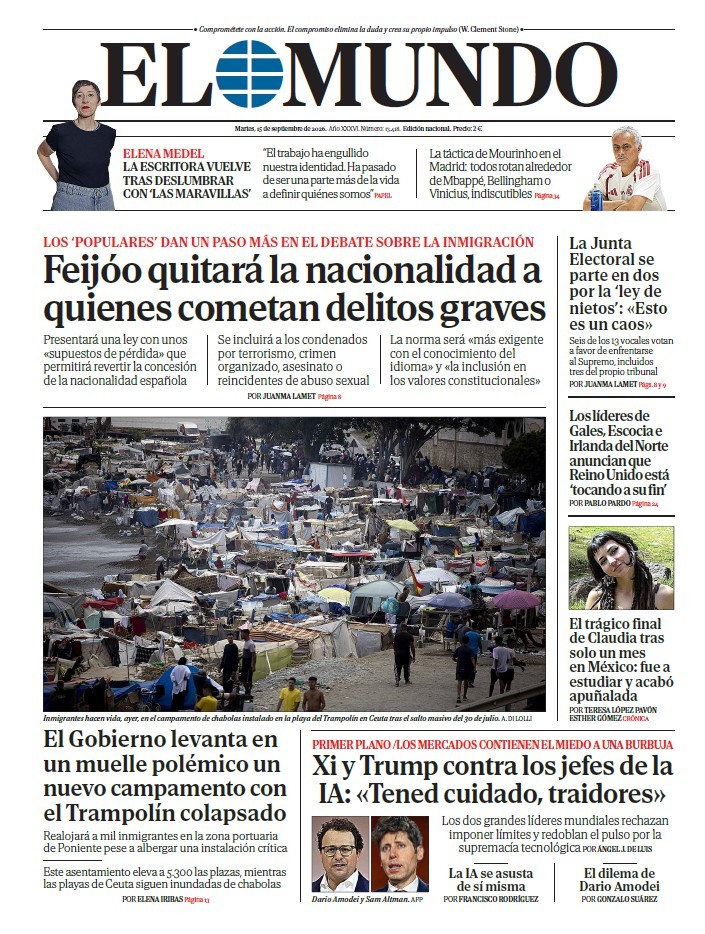 Portada de EL MUNDO del martes 15 de septiembre de 2026