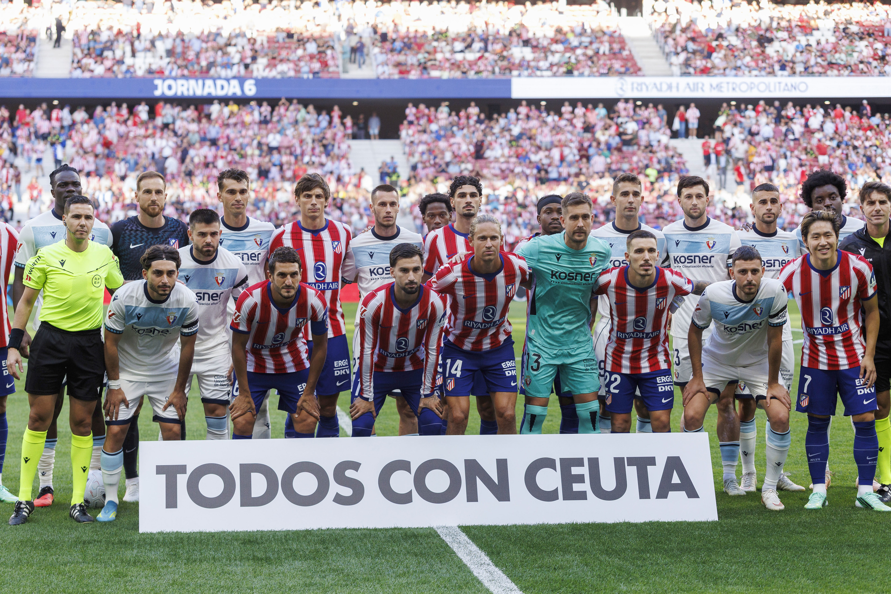 Atlético de Madrid y Osasuna muestran una pancarta de apoyo a Ceuta tras la polémica con Mbappé, Vinicius y Konaté