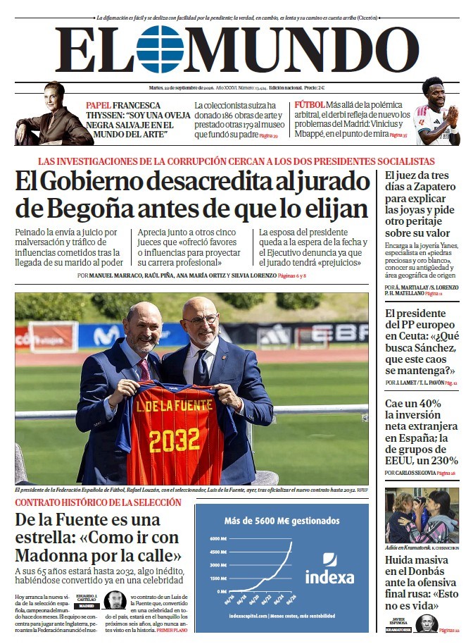 Portada de EL MUNDO del martes 22 de septiembre de 2026
