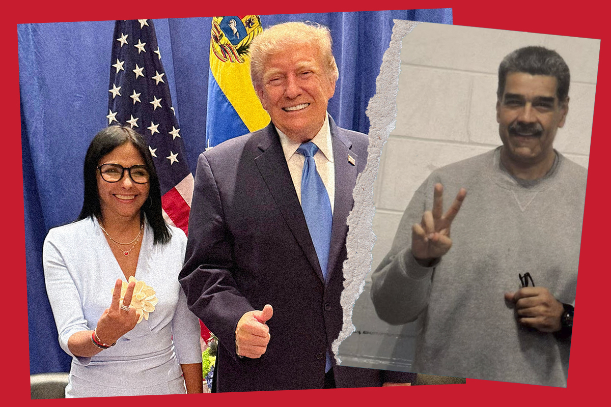 Delcy Rodríguez escondió su puño cerrado junto a Trump en apoyo a Maduro