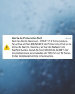 Alerta roja y envío de 'Es-Alert' en la provincia de Badajoz por intensas lluvias y granizos