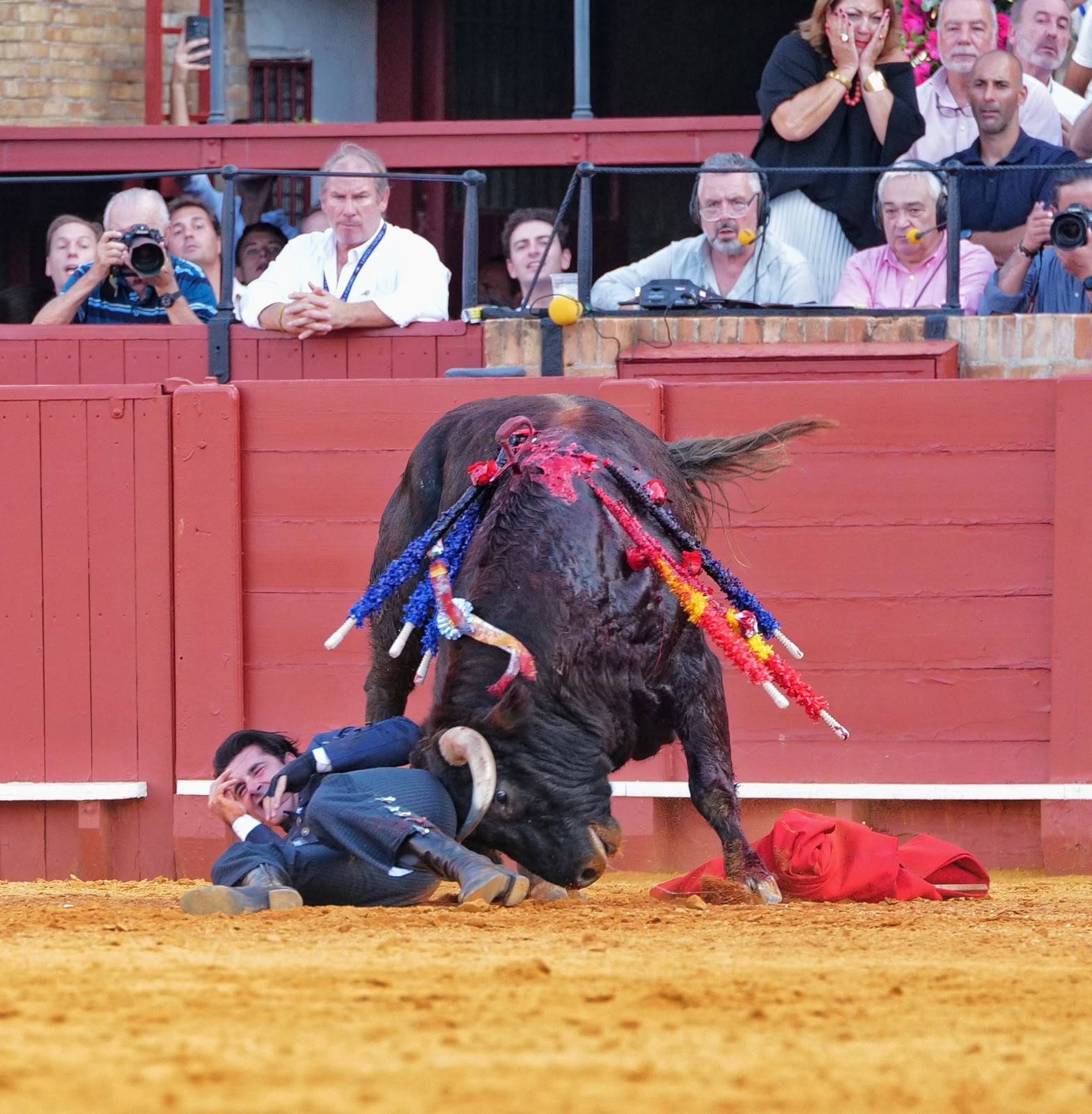Alejandro Talavante sufre una cornada y triunfa en el festival de cierre de la temporada de Sevilla