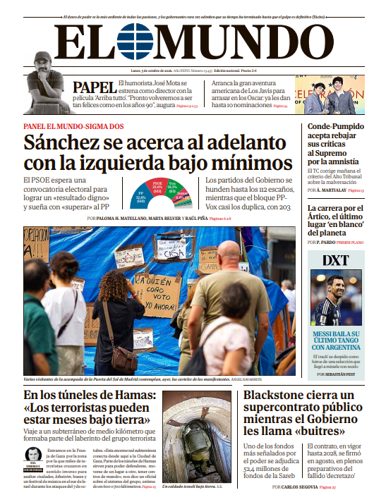 Portada de EL MUNDO del lunes 5 de octubre de 2026
