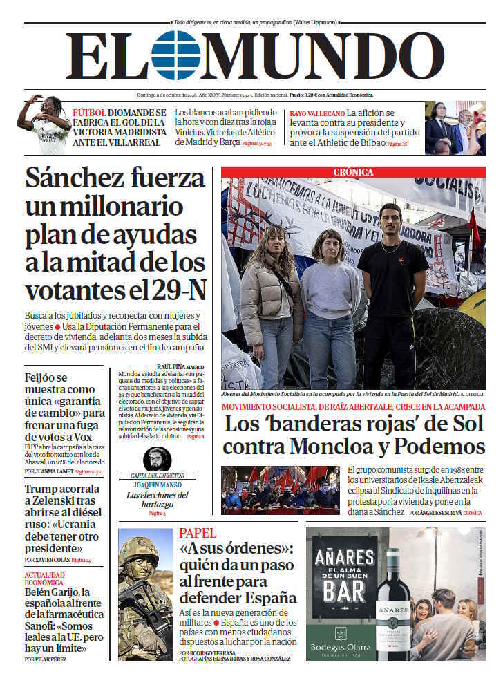 Portada de EL MUNDO del domingo 11 de octubre de 2026