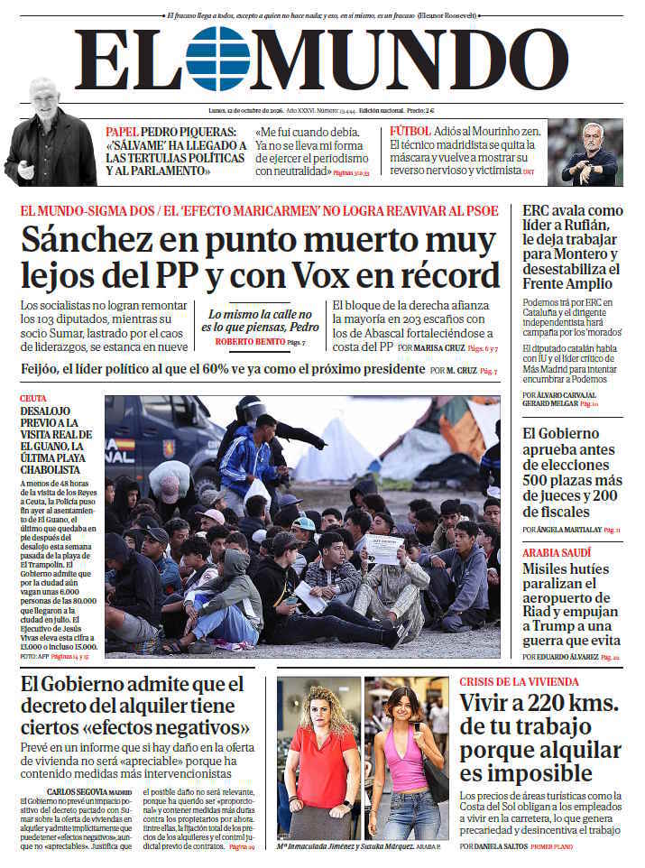 Portada de EL MUNDO del lunes 12 de octubre de 2026