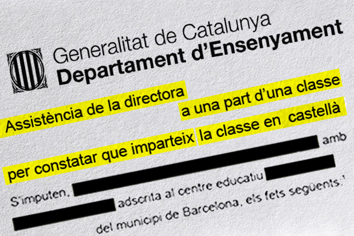 Así se expedienta a profesores en Cataluña por usar el español: "Se le imputa impartir en castellano. La directora asiste a una clase y lo constata"