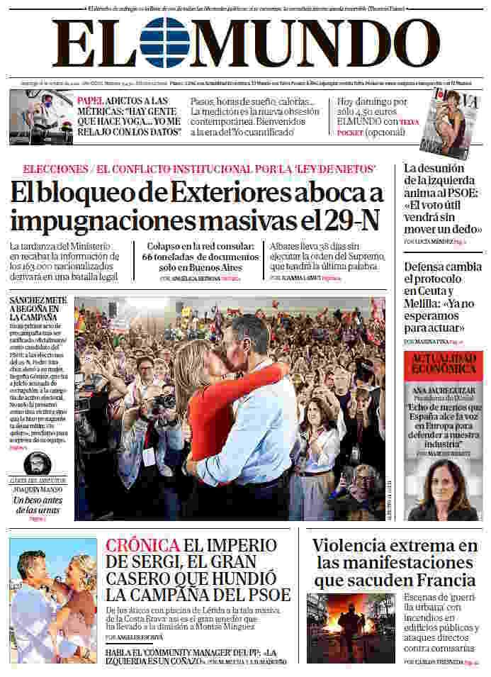 Portada de EL MUNDO del domingo 18 de de octubre de 2026
