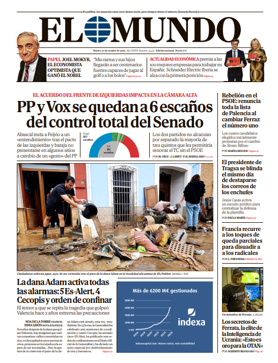 Portada de EL MUNDO del martes 20 de octubre de 2026