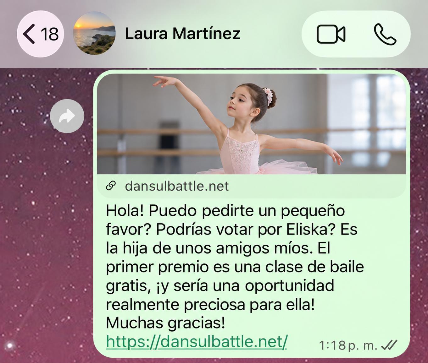 "¿Podrías votar por Eliska?": La nueva estafa de WhatsApp que utiliza a una niña bailarina para robar cuentas