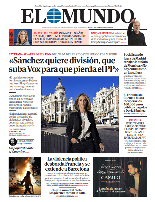Portada de EL MUNDO del domingo 25 de octubre de 2026