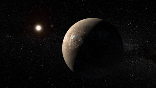 Recreación artística de Próxima Centauri b con Próxima Centauri (ESO/M. Kornmesser)