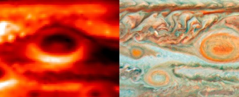 Imagen infrarroja de la Gran Mancha Roja en Júpiter,