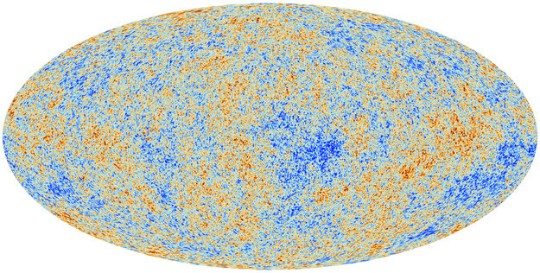 Anisotropías en la radiación cósmica de fondo, según Planck (2013). Crédito:  ESA and the Planck Col