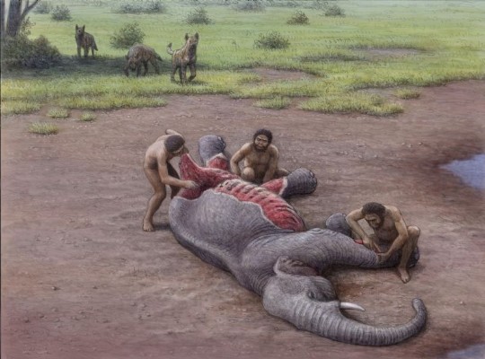 Homínidos y mamut 