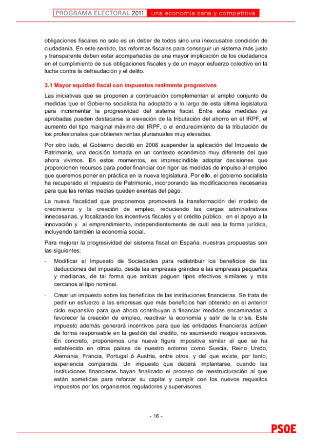 Programa electoral del PSOE para el 20N